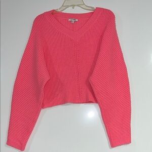 Fashion Nova Vivid Pink V-Neck Sweater